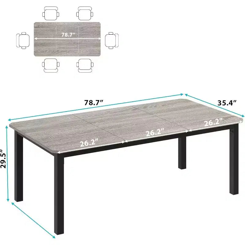 Grand bureau d'ordinateur de 199,9 cm, grande station de travail de bureau industrielle pour 2 personnes, large table d'étude/écriture, bureaux d'ordinateur portable de style moderne pour bureau à domicile