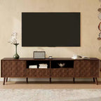 Storage TV Stand for TVs up to 85, TV Console Media Console TV Cabinet Media Entertainment Center with Press-to-open Door, Walnut - ModernLuxe