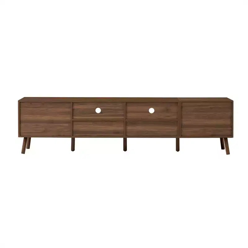 Meuble TV de rangement pour téléviseurs jusqu'à 85 pouces, Console TV Meuble TV Meuble de divertissement avec porte à ouverture par pression, Noyer