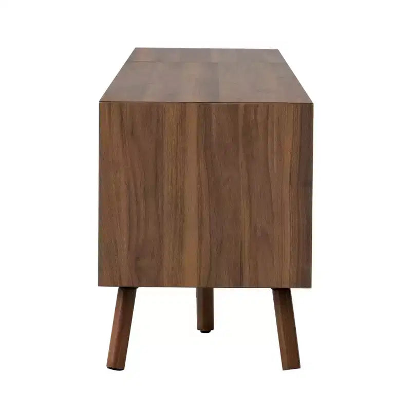 Meuble TV de rangement pour téléviseurs jusqu'à 85 pouces, Console TV Meuble TV Meuble de divertissement avec porte à ouverture par pression, Noyer