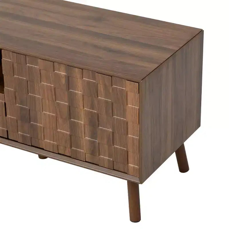 Meuble TV de rangement pour téléviseurs jusqu'à 85 pouces, Console TV Meuble TV Meuble de divertissement avec porte à ouverture par pression, Noyer