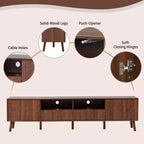 Meuble TV de rangement pour téléviseurs jusqu'à 85 pouces, Console TV Meuble TV Meuble de divertissement avec porte à ouverture par pression, Noyer