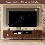 Meuble TV de rangement pour téléviseurs jusqu'à 85 pouces, Console TV Meuble TV Meuble de divertissement avec porte à ouverture par pression, Noyer