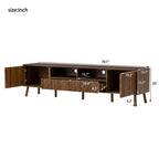 Meuble TV de rangement pour téléviseurs jusqu'à 85 pouces, Console TV Meuble TV Meuble de divertissement avec porte à ouverture par pression, Noyer