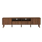Meuble TV de rangement pour téléviseurs jusqu'à 85 pouces, Console TV Meuble TV Meuble de divertissement avec porte à ouverture par pression, Noyer