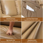Fauteuil inclinable électrique grand format pour personnes âgées, siège extra large, massage chauffant, canapé électrique en similicuir avec porte-gobelets et poches latérales, beige