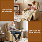 Fauteuil inclinable électrique grand format pour personnes âgées, siège extra large, massage chauffant, canapé électrique en similicuir avec porte-gobelets et poches latérales, beige