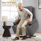 Fauteuil inclinable électrique grand format pour personnes âgées, siège extra large, massage chauffant, canapé électrique en similicuir avec porte-gobelets et poches latérales, beige