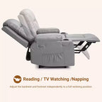 Fauteuil inclinable électrique grand format pour personnes âgées, siège extra large, massage chauffant, canapé électrique en similicuir avec porte-gobelets et poches latérales, beige