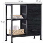 Meuble de classement à 3 tiroirs, support d'imprimante avec 2 étagères de rangement ouvertes, meuble de classement en tissu sous le bureau, organisateur de bureau pour le bureau à domicile