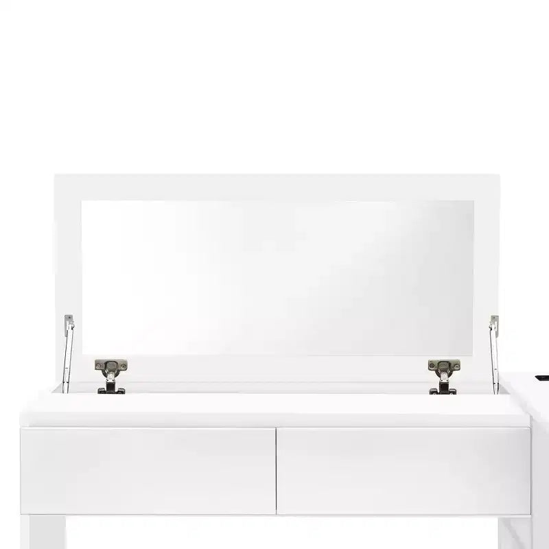 Lit plateforme double moderne en bois avec coiffeuse, 6 tiroirs et étagères