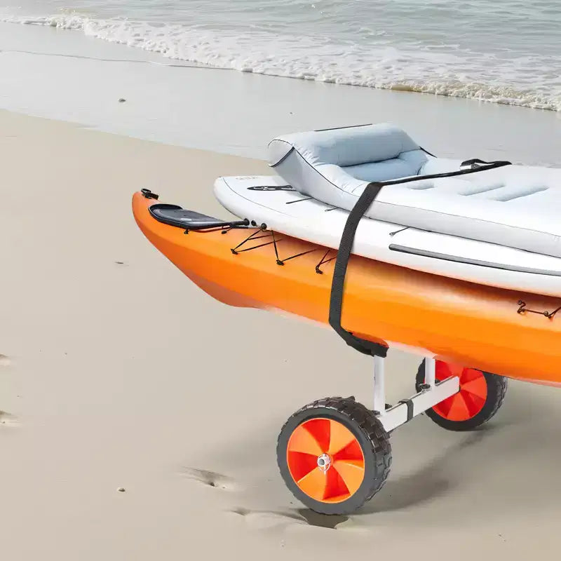 Chariot de kayak, capacité de charge de 104 kg, chariot de canoë avec pneus increvables de 10 pouces et béquille, montage et démontage en quelques secondes, multicolore