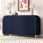 Bahut contemporain à portes ondulées avec coins arrondis et étagères réglables, Armoire de rangement pour cuisine, salle à manger, salon, chambre à coucher