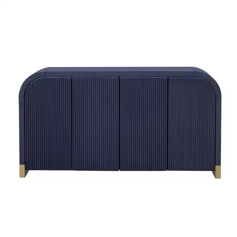 Bahut contemporain à portes ondulées avec coins arrondis et étagères réglables, Armoire de rangement pour cuisine, salle à manger, salon, chambre à coucher