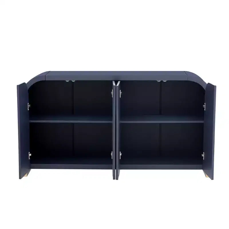 Bahut contemporain à portes ondulées avec coins arrondis et étagères réglables, Armoire de rangement pour cuisine, salle à manger, salon, chambre à coucher