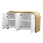 Bahut contemporain à portes ondulées avec coins arrondis et étagères réglables, Armoire de rangement pour cuisine, salle à manger, salon, chambre à coucher