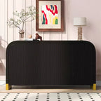 Bahut contemporain à portes ondulées avec coins arrondis et étagères réglables, Armoire de rangement pour cuisine, salle à manger, salon, chambre à coucher
