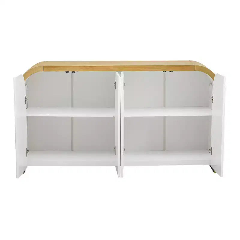 Bahut contemporain à portes ondulées avec coins arrondis et étagères réglables, Armoire de rangement pour cuisine, salle à manger, salon, chambre à coucher