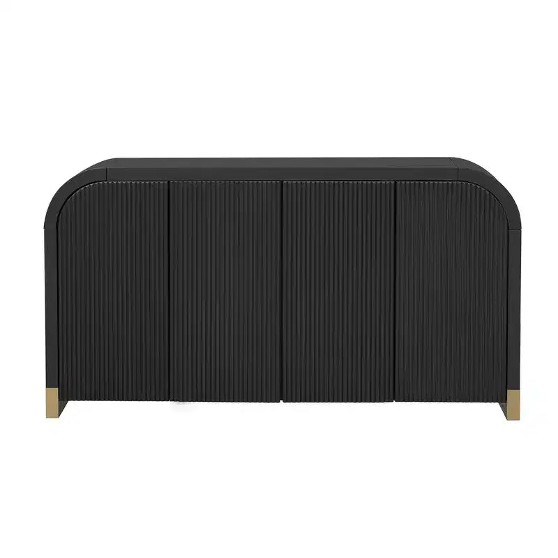 Bahut contemporain à portes ondulées avec coins arrondis et étagères réglables, Armoire de rangement pour cuisine, salle à manger, salon, chambre à coucher