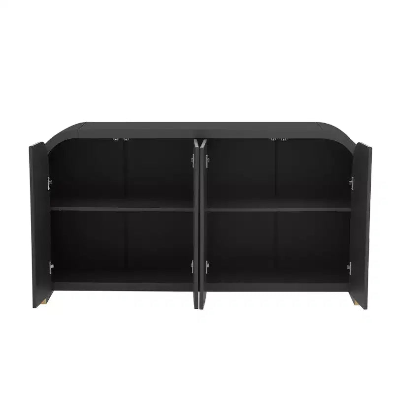 Bahut contemporain à portes ondulées avec coins arrondis et étagères réglables, Armoire de rangement pour cuisine, salle à manger, salon, chambre à coucher