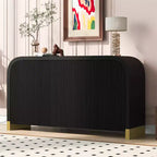 Contemporary Wavy Door Sideboard with Curved Corners and Adjustable Shelves, Storage Cabinet for Kitchen, Dining, Living Room, Bedroom