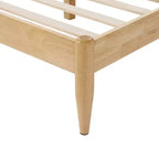Cadre de lit plateforme Queen/King Size avec tête de lit rembourrée, cadre en molleton et bois d'hévéa, ivoire et naturel