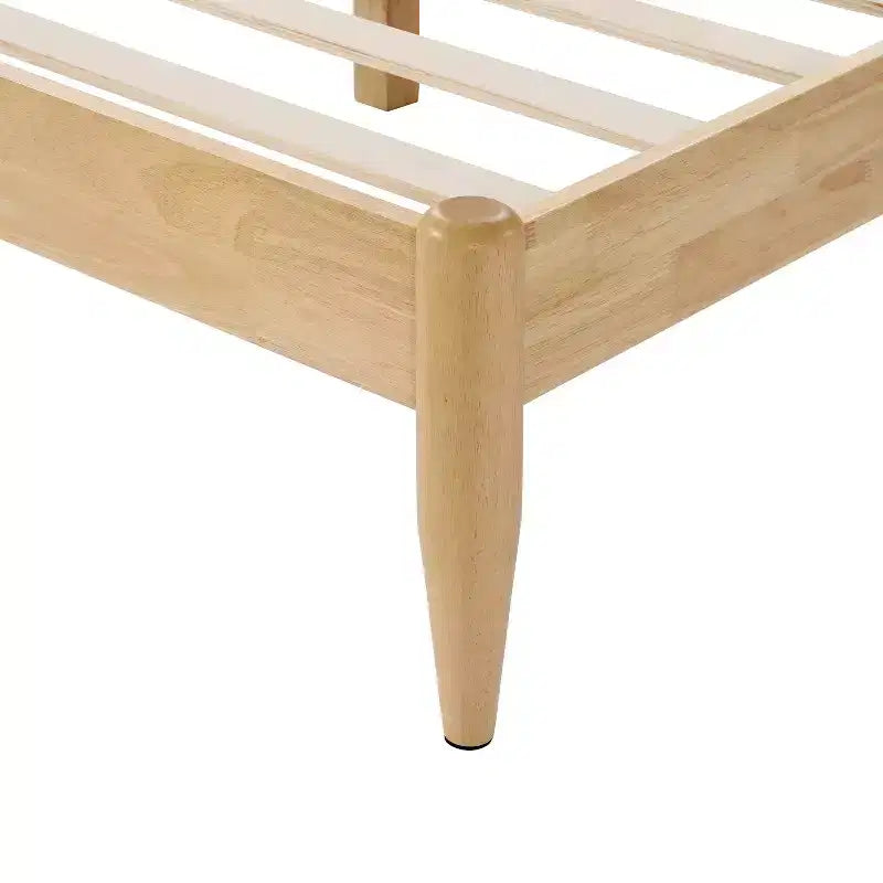 Cadre de lit plateforme Queen/King Size avec tête de lit rembourrée, cadre en molleton et bois d'hévéa, ivoire et naturel