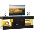 Meuble TV de 55,88 cm de haut avec étagères de rangement et tiroirs, meuble de console multimédia de jeu LED de 152,4 cm pour téléviseurs 32/43/55/65