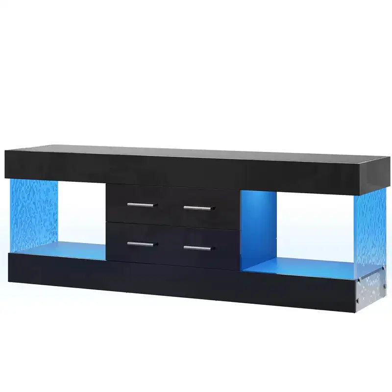 Meuble TV de 55,88 cm de haut avec étagères de rangement et tiroirs, meuble de console multimédia de jeu LED de 152,4 cm pour téléviseurs 32/43/55/65