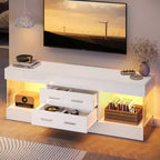 Meuble TV de 55,88 cm de haut avec étagères de rangement et tiroirs, meuble de console multimédia de jeu LED de 152,4 cm pour téléviseurs 32/43/55/65