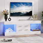 Meuble TV de 55,88 cm de haut avec étagères de rangement et tiroirs, meuble de console multimédia de jeu LED de 152,4 cm pour téléviseurs 32/43/55/65