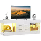 Meuble TV de 55,88 cm de haut avec étagères de rangement et tiroirs, meuble de console multimédia de jeu LED de 152,4 cm pour téléviseurs 32/43/55/65