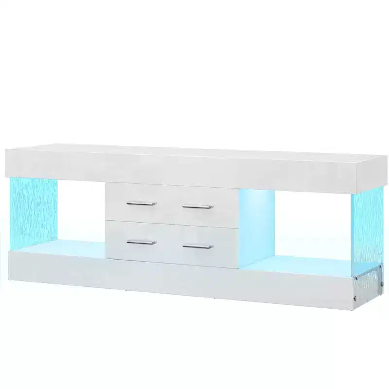 Meuble TV de 55,88 cm de haut avec étagères de rangement et tiroirs, meuble de console multimédia de jeu LED de 152,4 cm pour téléviseurs 32/43/55/65