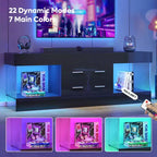 Meuble TV de 55,88 cm de haut avec étagères de rangement et tiroirs, meuble de console multimédia de jeu LED de 152,4 cm pour téléviseurs 32/43/55/65