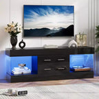 Meuble TV de 55,88 cm de haut avec étagères de rangement et tiroirs, meuble de console multimédia de jeu LED de 152,4 cm pour téléviseurs 32/43/55/65
