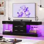 Meuble TV de 55,88 cm de haut avec étagères de rangement et tiroirs, meuble de console multimédia de jeu LED de 152,4 cm pour téléviseurs 32/43/55/65