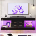 Meuble TV de 55,88 cm de haut avec étagères de rangement et tiroirs, meuble de console multimédia de jeu LED de 152,4 cm pour téléviseurs 32/43/55/65