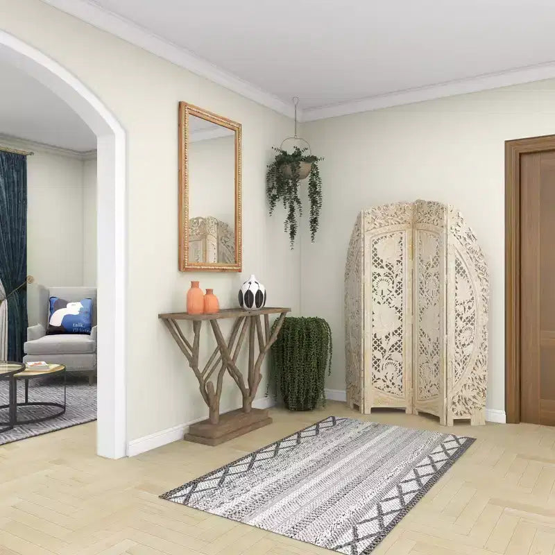 Paravent blanc éclectique en bois – Olivia & May