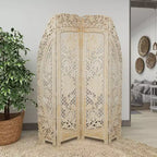 Paravent blanc éclectique en bois – Olivia & May