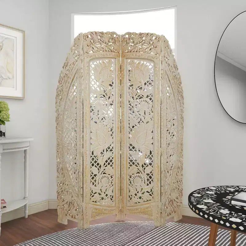 Paravent blanc éclectique en bois – Olivia & May