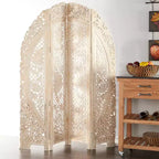 Paravent blanc éclectique en bois – Olivia & May