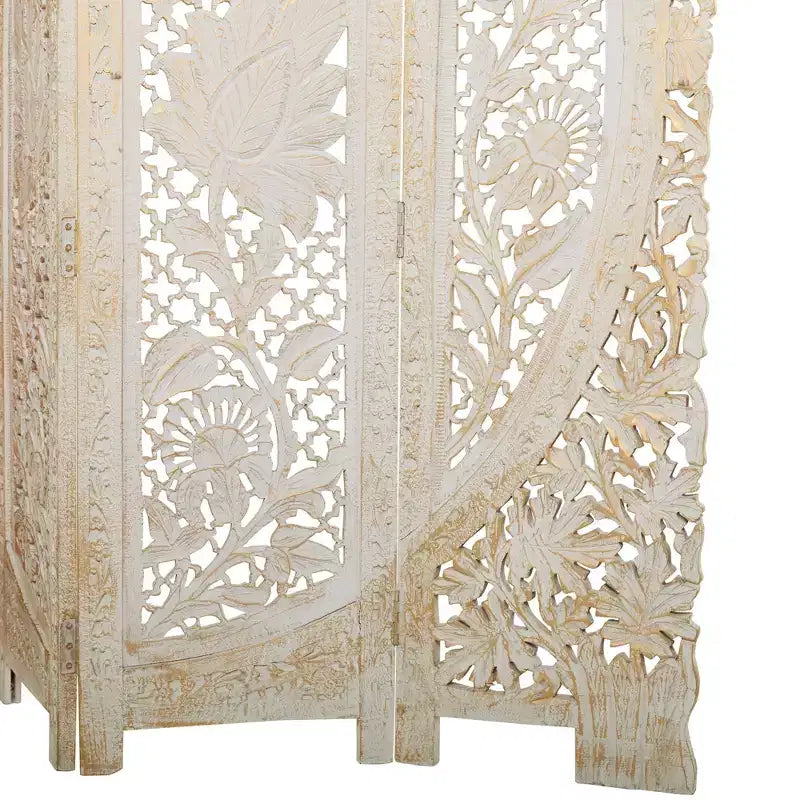 Paravent blanc éclectique en bois – Olivia & May