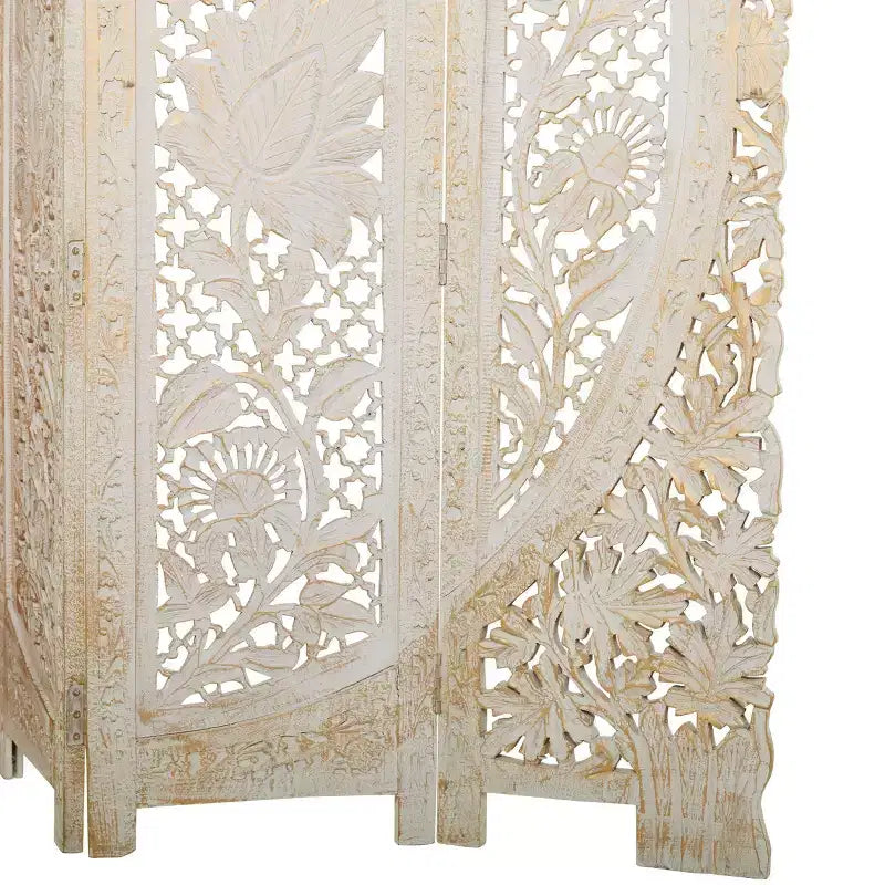 Paravent blanc éclectique en bois – Olivia & May
