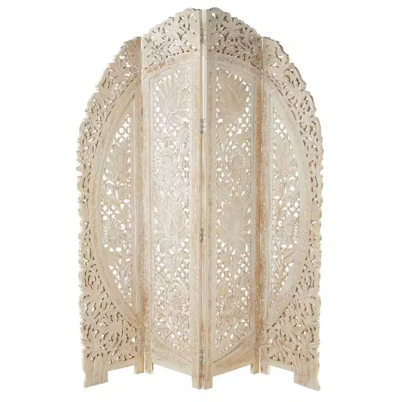 Paravent blanc éclectique en bois – Olivia & May